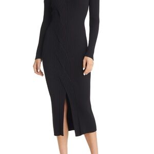Moon River Black Long Sleeve Knit Dress